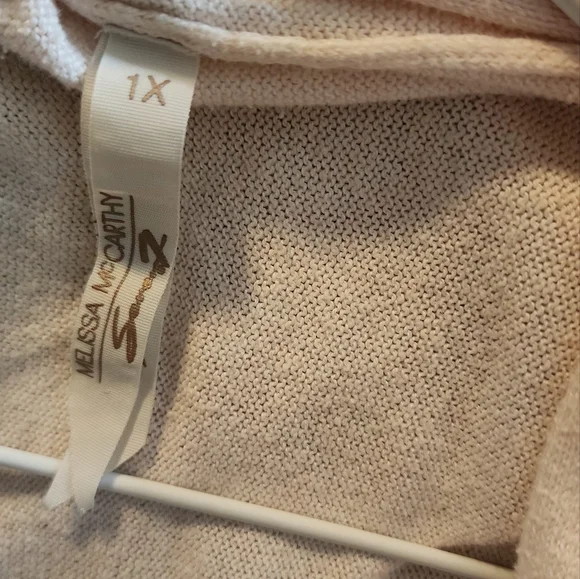 Melissa McCarthy Seven7 Mixed Media Waterfall Cardigan  Light pink size 1x - Picture 4 of 6